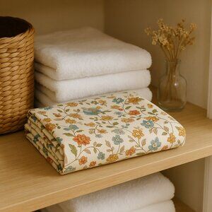 Vintage Sears Huntington Floral Percale Full Flat Sheet USA